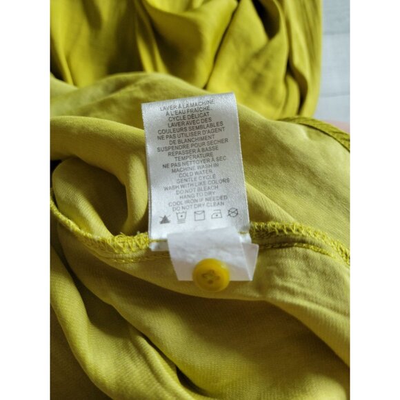 Jones New York Womens XL Lime Green Button-Front Blouse 100% Polyester Long Slee - Picture 5 of 7
